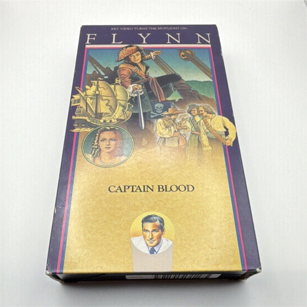 Key Video Captain Blood VHS 1935 NTSC Errol Flynn Olivia de Havilland B&W